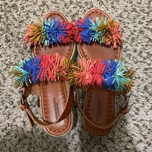 American eagle multi color pom-pom espadrilles